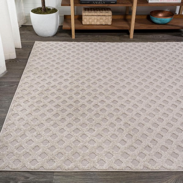 House Home & More Skid-Resistant Carpet Runner Diamond Trellis Lattice – Coffee Brown & Vanilla Cream 26 in. x 12 ft.