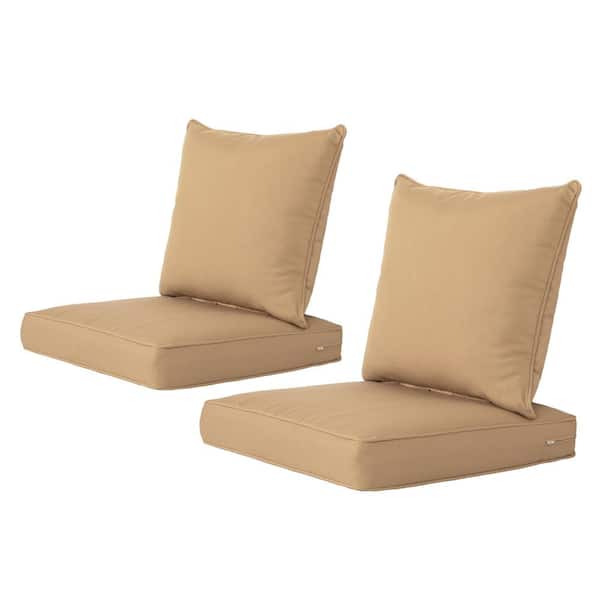 ARTPLAN Outdoor/Indoor Deep-Seat Cushion 24 in. x 24 in. x 4 in. For The Patio, Backyard and Sofa Set of 2 Light Brown