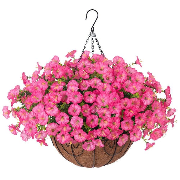 20.5 in. Pink Outdoor Artificial Flower UV Resistant Hanging