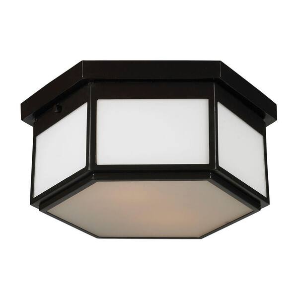 Titan Lighting 2-Light Ceiling Oiled Bronze Flush Mount