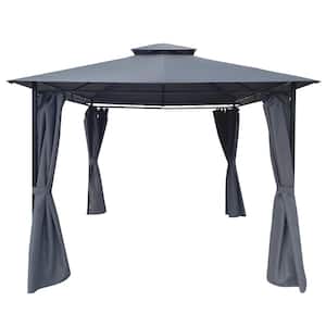 10 ft. x 10 ft. Outdoor Patio Garden Gazebo Tent, Outdoor Shading, Gazebo Canopy with Curtains