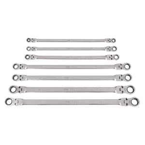 Long Flex Head 12-Point Ratcheting Box End Wrench Set with 7-Piece (6-19 mm)