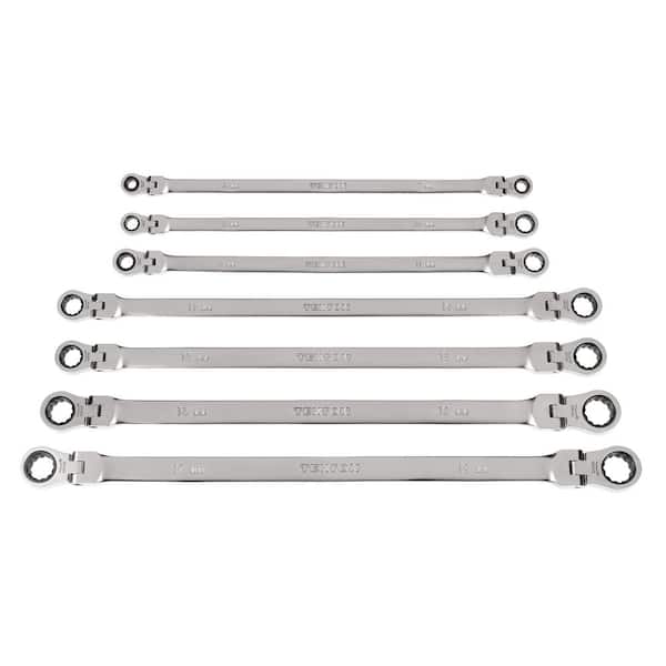 TEKTON Long Flex Head 12-Point Ratcheting Box End Wrench Set with 7-Piece (6-19 mm)