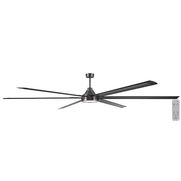 Tilden 120 in. Indoor/Outdoor Brushed Carbon Ceiling Fan with Adjustable White Integrated LED and Remote Included