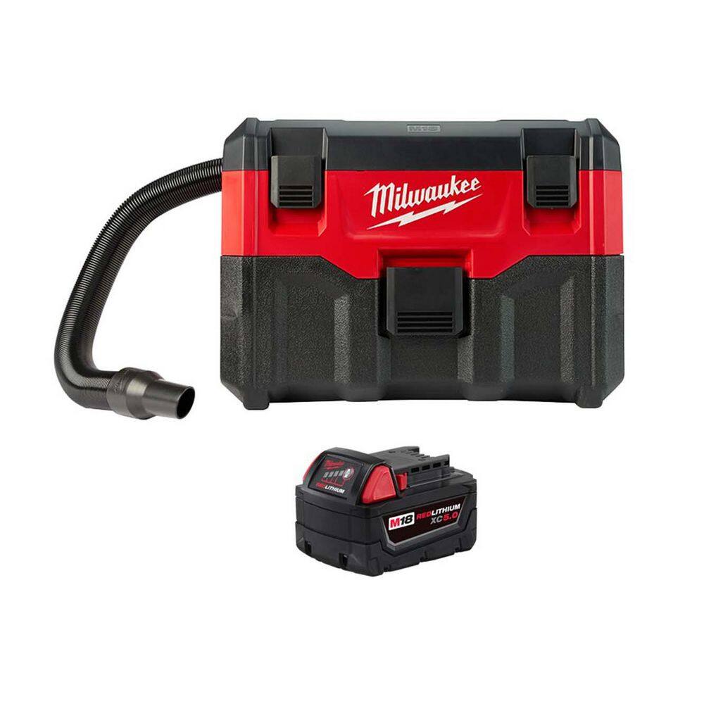 M18 18-Volt 2 Gal. Lithium-Ion Cordless Wet/Dry Vacuum with 5.0 Ah Lithium-Ion XC Extended Capacity Battery Pack