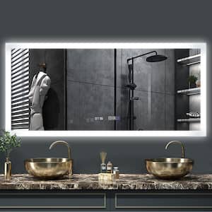 60 in. W x 28 in. H Large Frameless Rectangular Anti-Fog Walling Bathroom Vanity Mirror in Silver