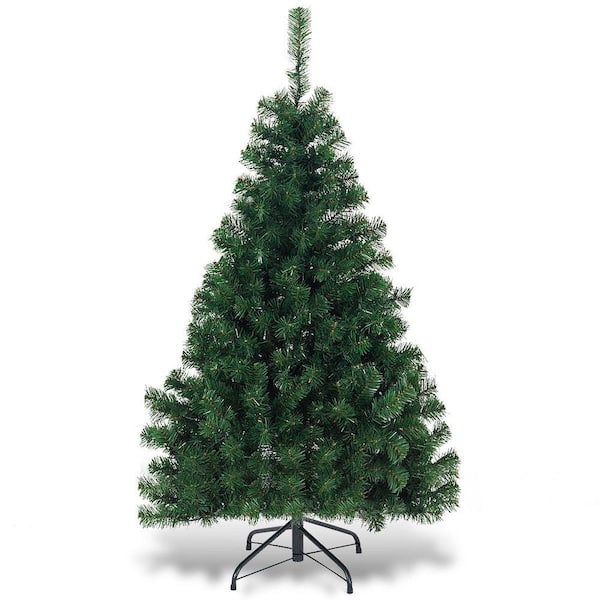 Gymax 4.5 ft. Pre-Lit Artificial Christmas Tree Hinged PVC with LED ...