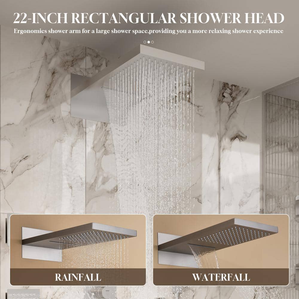 22" Chrome Dual Shower System with Digital Display and Body Jets