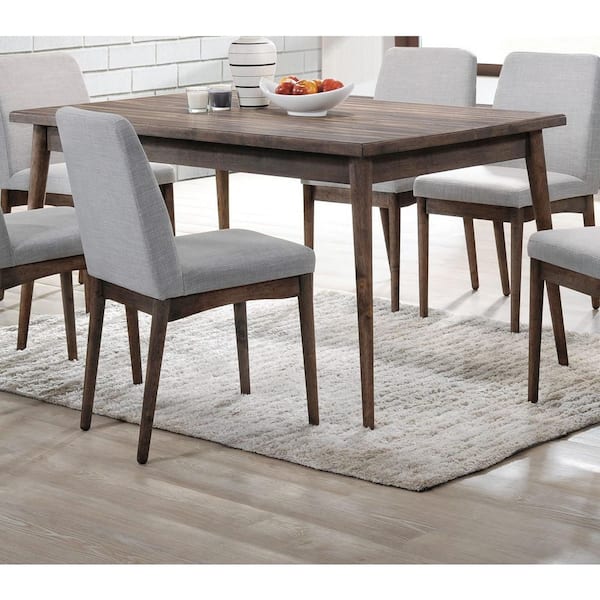 Jesse Modern Brown Wood Rectangle 4-Legs Dining Table, Seats 6, Walnut