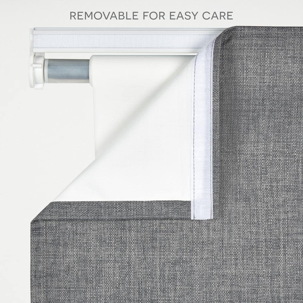 White and Gray Cordless Blackout Roman Shade