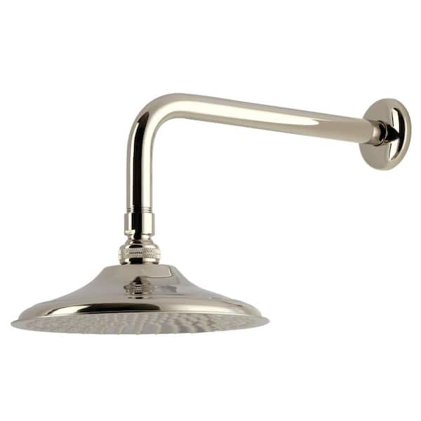 Victorian 1-Spray 7.75 in. Wall Mount Rain Spray Shower Head with Shower Arm & Flange in Polished Nickel