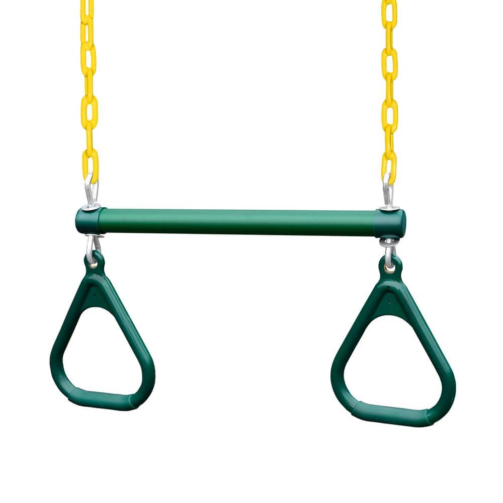 Gorilla Playsets 17 in. Trapeze Bar with Rings in Green/Yellow 04