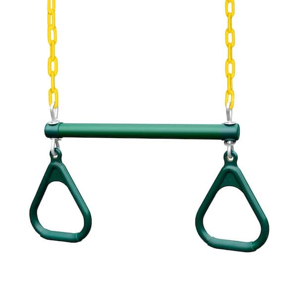 Gorilla Playsets 17 in. Trapeze Bar with Rings in Green/Yellow