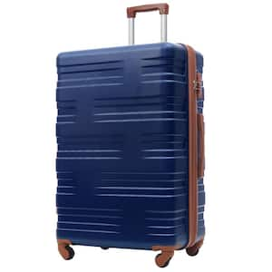 29.5 in. Blue and Brown Expandable ABS Hardside Spinner Luggage 28" Suitcase with TSA Lock, Telescoping Handle