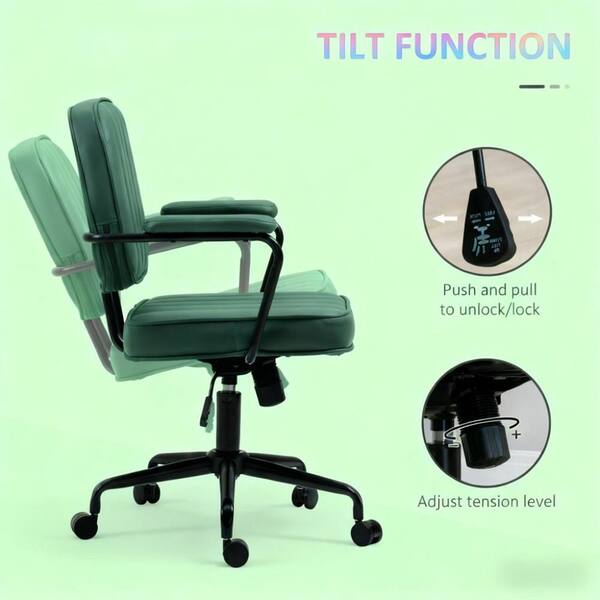 Polyester Adjustable Height Ergonomic Office Chair in Green with