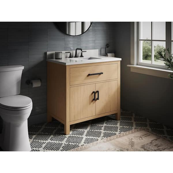KOHLER Kresla 36.97in. Single Sink Freestanding White Bath Vanity with White Quartz Top Assembled