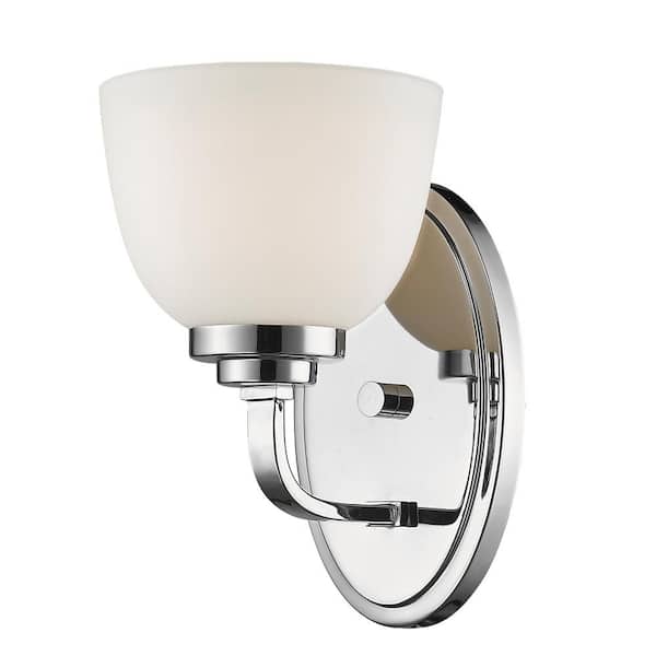 Unbranded Ashton 6 in. 1-Light Chrome Wall Sconce Light with Matte Opal Glass Shade with No Bulbs Included