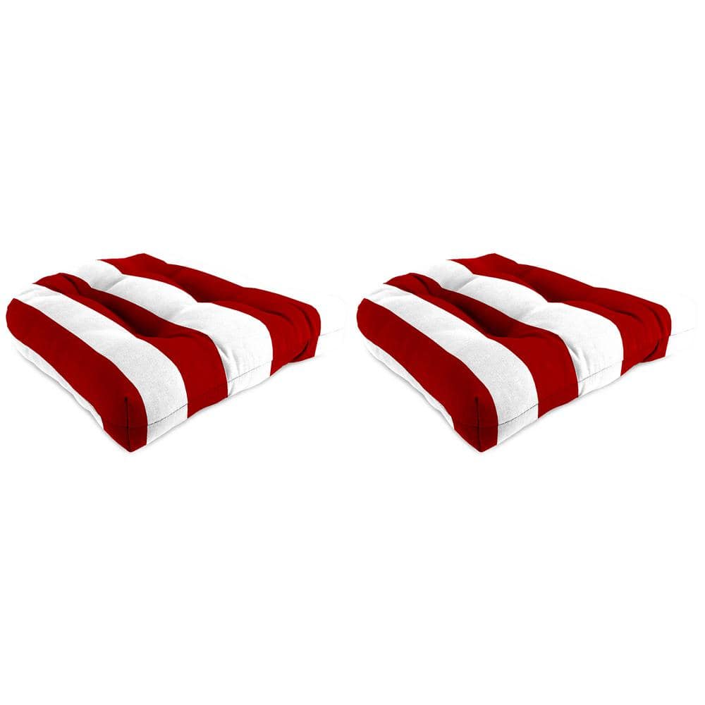 18 in. L x 18 in. W x 4 in. T Outdoor Square Wicker Seat Cushion in Cabana Red (2-Pack) price history on PriceWatchPro