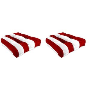 18 in. L x 18 in. W x 4 in. T Outdoor Square Wicker Seat Cushion in Cabana Red (2-Pack)