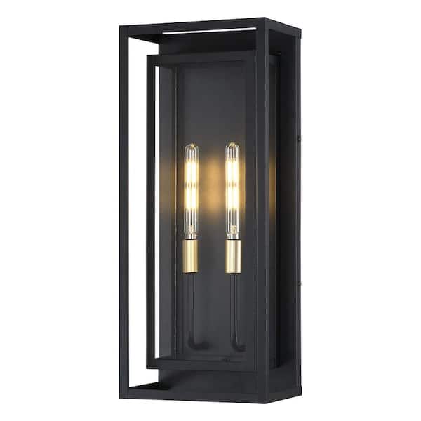 pasentel 2-Light 20 in. Large Matte Black Wall Lantern Outdoor
