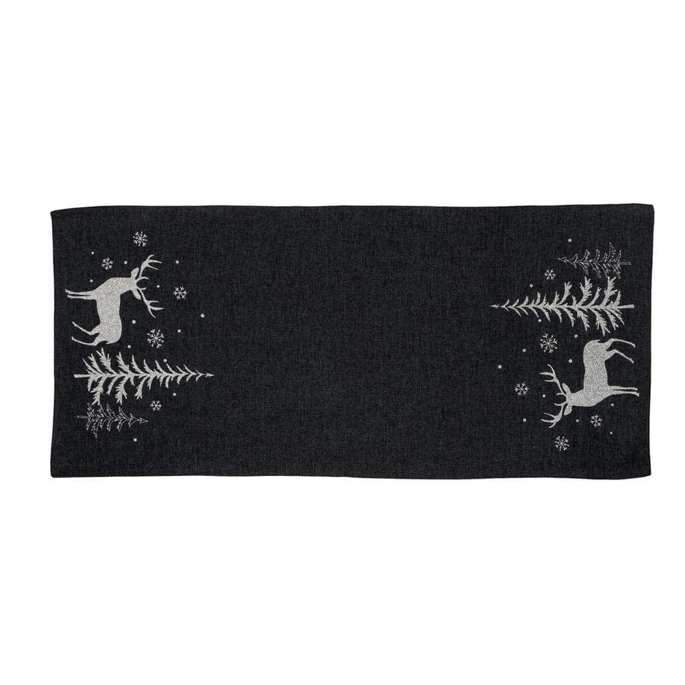 Xia Home Fashions 0.1 in. H x 16 in. W x 36 in. D Deer In Snowing Forest  Double Layer Christmas Table Runner in Dark Gray XD189051636DarkGray - The 