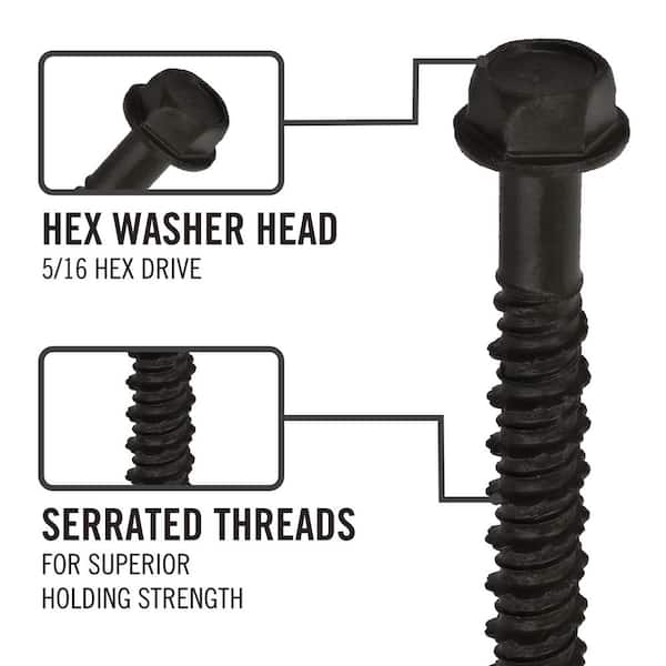 1/4 in. x 1-1/4 in. Hex-Head Concrete Screw Anchors Black (40-Piece)