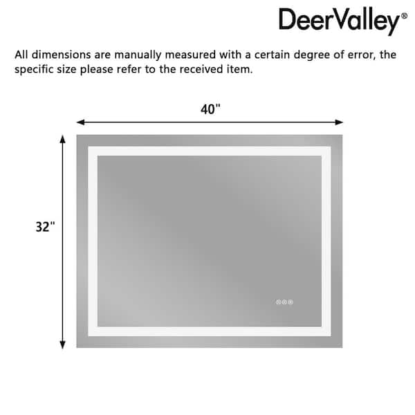40 in. W x 32 in. H Rectangular Frameless LED Light Anti-Fog Wall Mounted Bathroom Vanity Mirror Front Light and Backlit