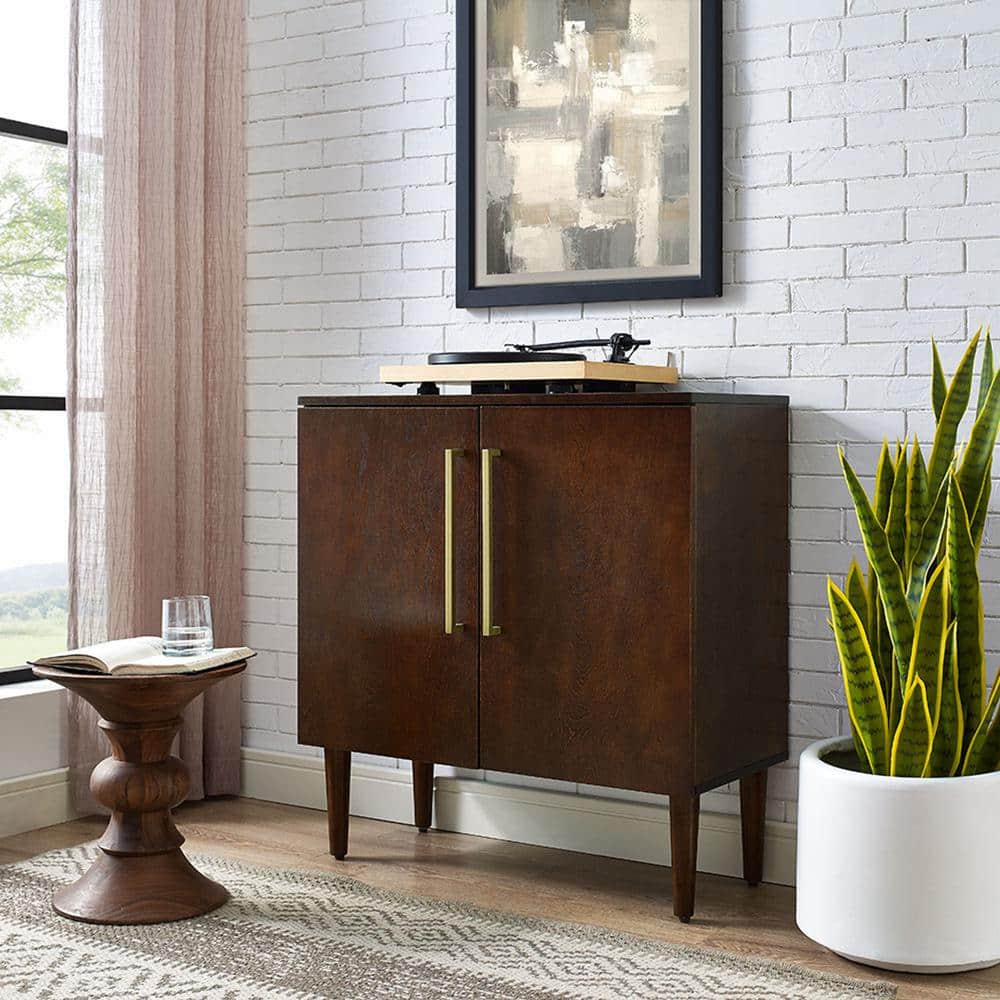 Everett 31 in. Mahogany Standard Rectangle Wood Console Table with Cabinet price history on PriceWatchPro