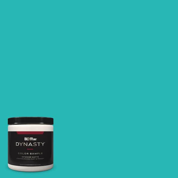 BEHR DYNASTY 8 oz. #MQ4-21 Caicos Turquoise One-Coat Hide Matte Stain-Blocking Interior/Exterior Paint & Primer Sample