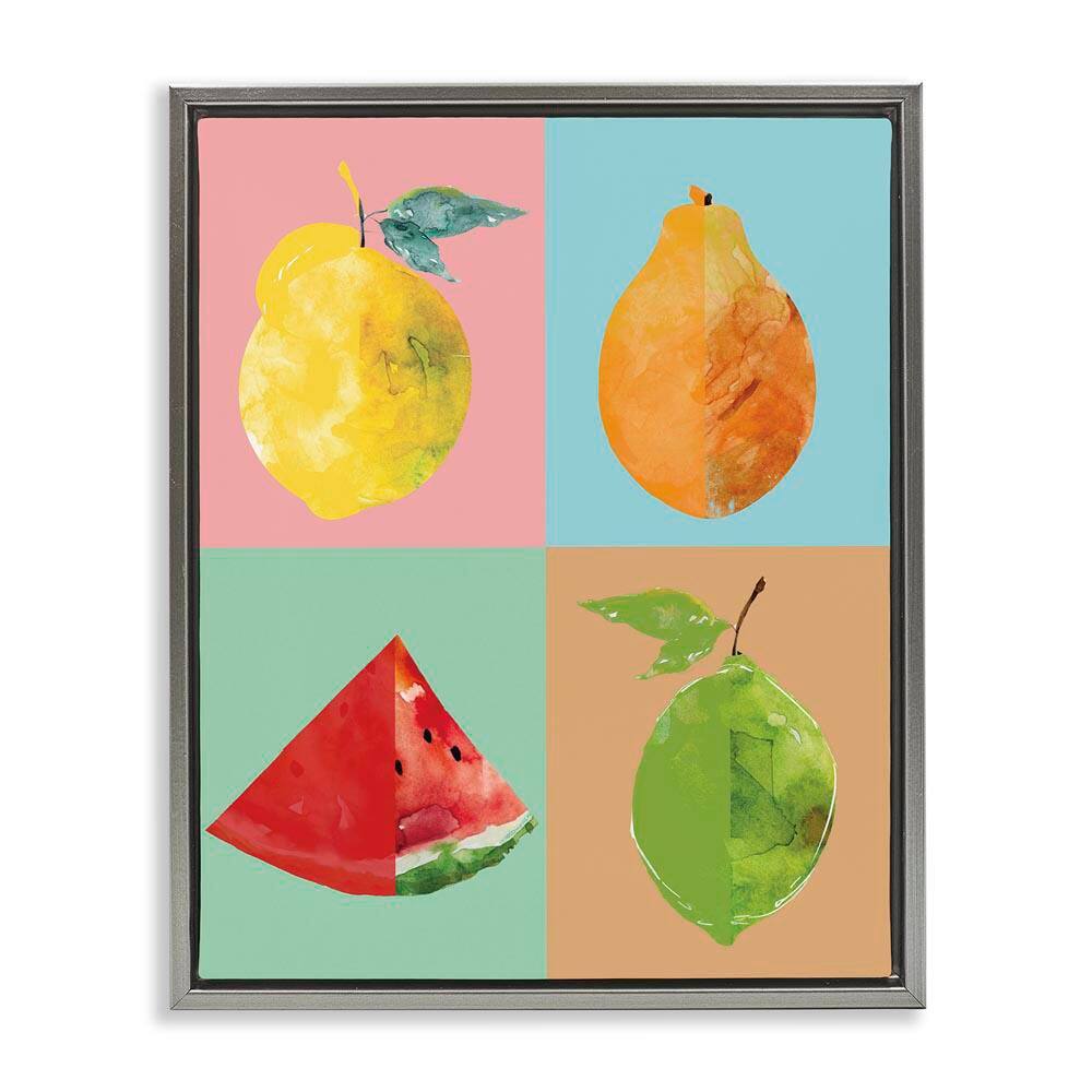 Modern Pop Fruits Abstract by Carol Robinson Gray Floater Frame Food Graphic Art Print 31 in. x 25 in. price history on PriceWatchPro