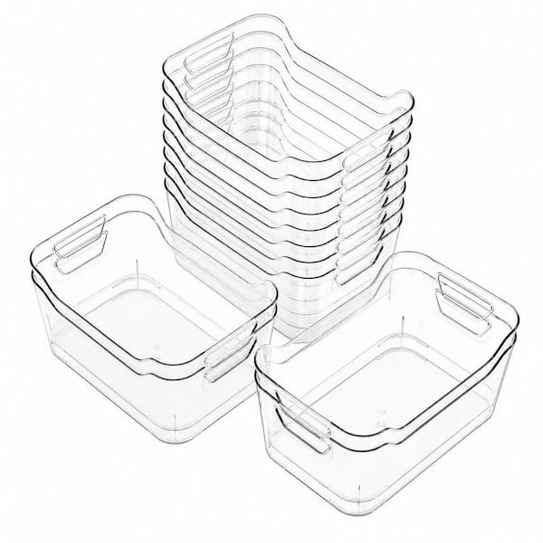12 Pack Clear Acrylic Pantry Storage Bins with Handles, Stackable Multifunctional Organizer for Kitchen Bathroom Cabinet