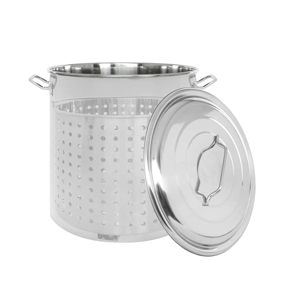 120 Quart Stainless Steel Stock Pot with Steamer Basket