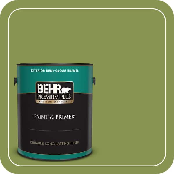 BEHR PREMIUM PLUS 1 gal. #M350-6 Frog Semi-Gloss Enamel Exterior Paint & Primer