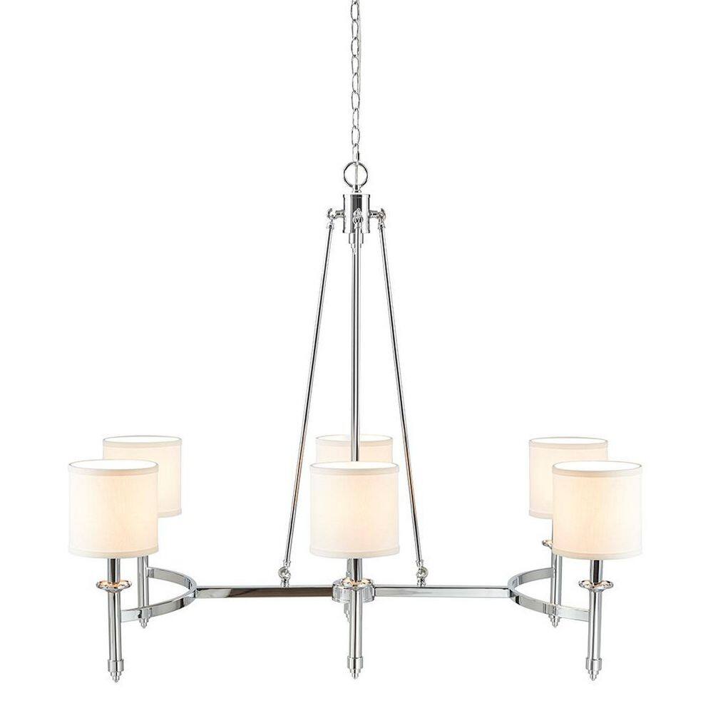 6-Light Chrome Chandelier with Fabric Drum Shades, Dimmable, for Kitchen Island with no Bulbs Included price history on PriceWatchPro