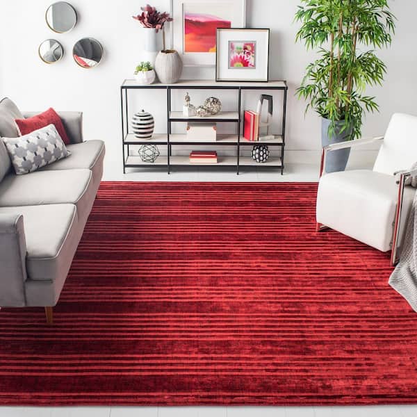 Mirage 9 ft. x 12 ft. Red Striated Area Rug