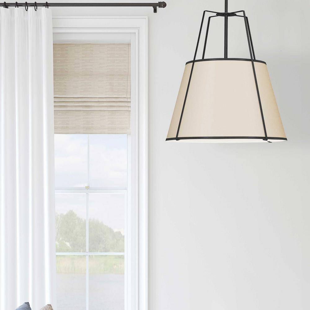 Black and Cream 24" Modern Drum Pendant Light