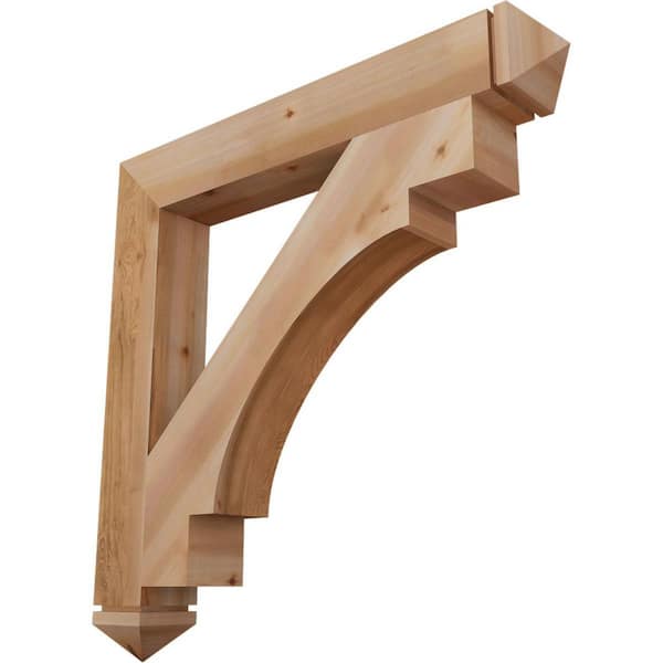 Ekena Millwork 5.5 in. x 44 in. x 44 in. Western Red Cedar Merced Arts and Crafts Smooth Bracket