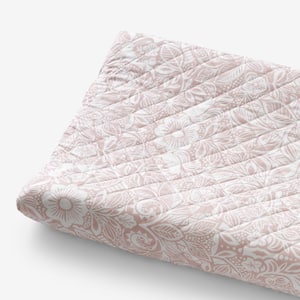 Company Kids Little Bunny Quilted Pink Organic Cotton Percale Nursery Linen Changing Pad Cover