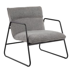 Casper Grey Noise Fabric and Black Steel Arm Chair
