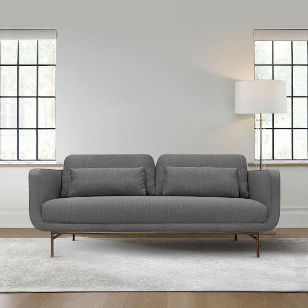 Armen Living Lilou 77 in. Square Arm Fabric Rectangle Sofa in. Gray