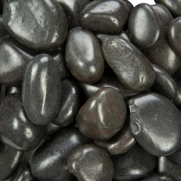 Polished Black 0.5 cu. ft . per Bag (1 in. to 2 in.) Bagged Landscape Pebbles (1 Bag/0.5 cu. ft.)