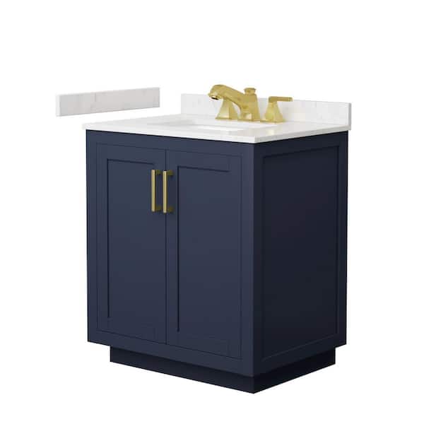 Miranda 30 in. Single Freestanding Dark Blue Bath Vanity with Carrara Cultured Marble Top Assembled