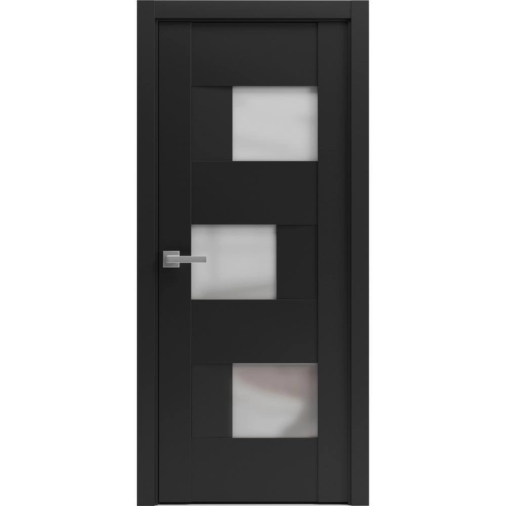 6933 18 in. x 96 in. Left-Hand/Inswing Solid Frosted Glass Black Matte Single Prehung Interior Door with Hardware price history on PriceWatchPro