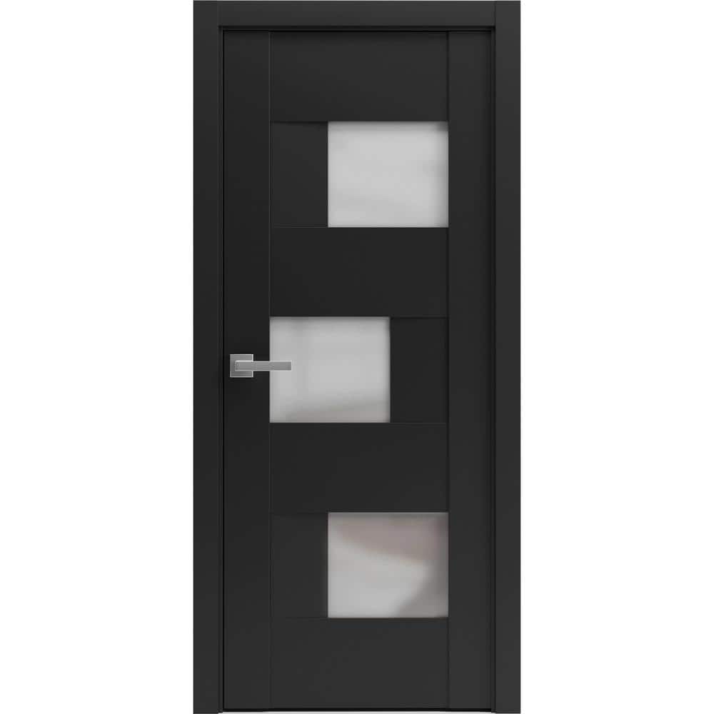6933 28 in. x 84 in. Right-Hand/Inswing Solid Frosted Glass Black Matte Single Prehung Interior Door with Hardware price history on PriceWatchPro