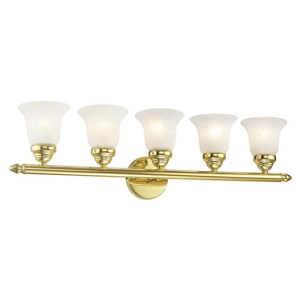 Polished Brass 32" Vanity Light with White Alabaster Glass