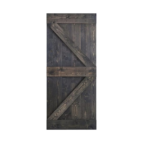 COAST SEQUOIA INC K Series 36 in. x 84 in. Carbon Gray DIY Knotty Pine Wood Barn Door Slab