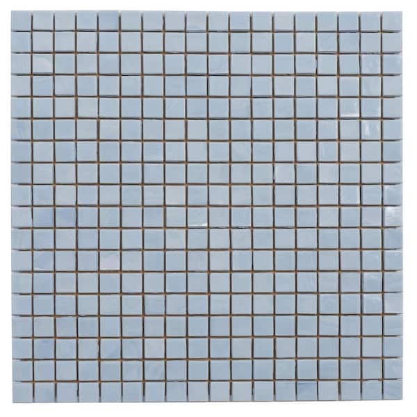 Apollo Tile Skosh 4 in. x 6 in. Glossy Light Blue Glass Mosaic Uniform square Wall & Floor Sample Tile (0.13 sq. ft./Piece) (1-Pack)