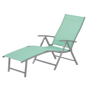 1-Piece Aluminum Adjustable Outdoor Chaise Lounge in Green