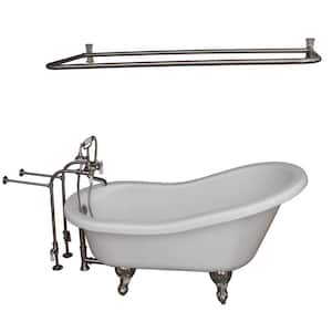 5.6 ft. Acrylic Ball and Claw Feet Slipper Tub in White with Brushed Nickel