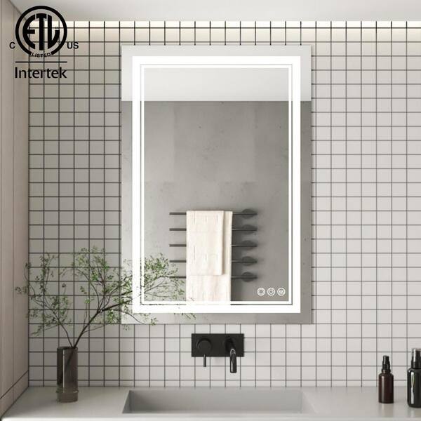 Vero 19.7 in. W x 27.5 in. H Lighted Impressions Frameless LED Wall Mirror in Aluminum Vero 19.7 in. W x 27.5 in. H Lighted Impressions Frameless LED Wall Mirror in Aluminum
